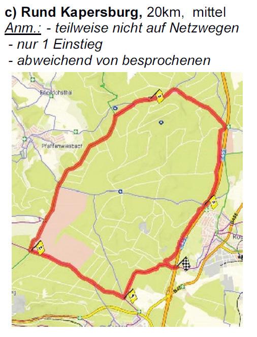 Entwicklung von Rundrouten Tworzenie tras objazdowych c) Wokół Kapersburga, 20 km, poziom