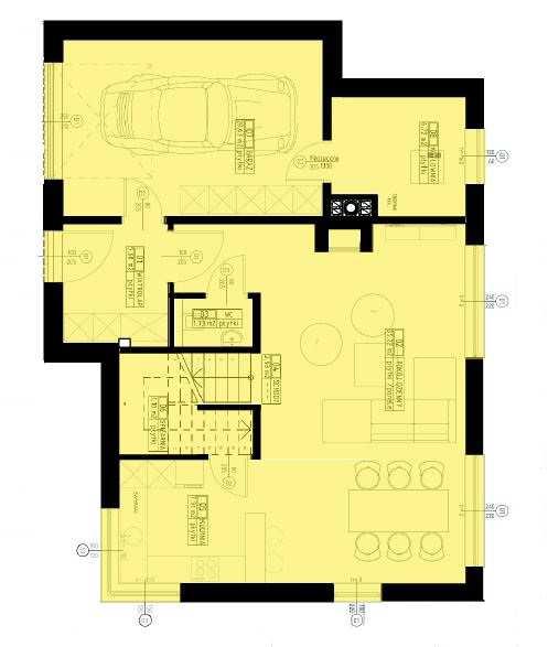 PARTER: Wiatrołap 5,68 m² Schody Pokój dzienny WC Spiżarnia Kotłownia