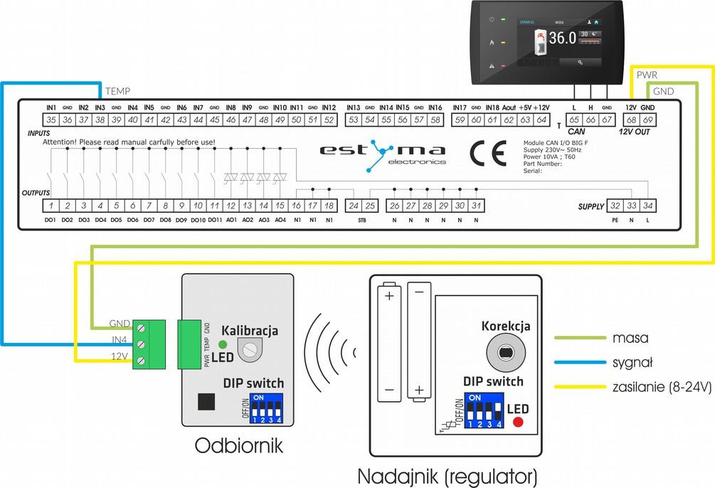 2 Podłączanie do systemu 2.3.4 IGNEO Touch 1. Odłącz sterownik od prądu i wyciągnij baterie z nadajnika, 2. Otwórz obudowę odbiornika i przestaw przełącznik nr 4 na pozycję OFF, 3.