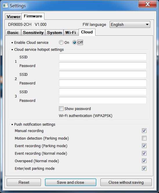 Wi-Fi auto turn on Wi-Fi auto turn off ON Wi- Fi włączy się w momencie uruchomienia rejestratora.