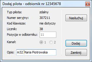 odbiornikiem, wybrać zakładkę Offline a następnie wczytać z dysku właściwą konfigurację i nacisnąć przycisk Wyślij.