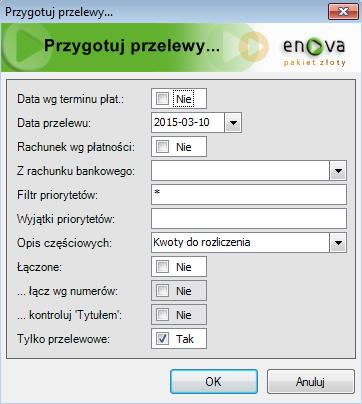 Przelewy Przygotowanie przelewów W programie enova przygotowanie przelewów może nastąpić na dwa sposoby.