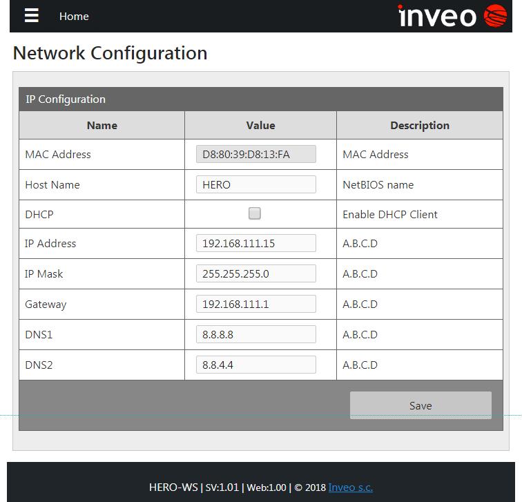 7.4 Ustawienia sieci: Menu Network Konfiguracja sieci odbywa się na stronie Menu Network.