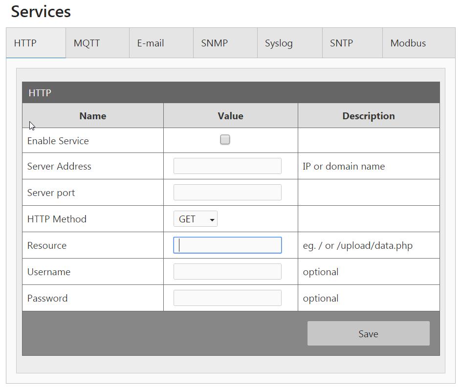 7.5 Ustawienia usług: Menu Services 7.5.1 Komunikacja przez protokół HTTP. Moduł HERO może wysyłać informację o zdarzeniach protokołem HTTP metodą GET lub POST.