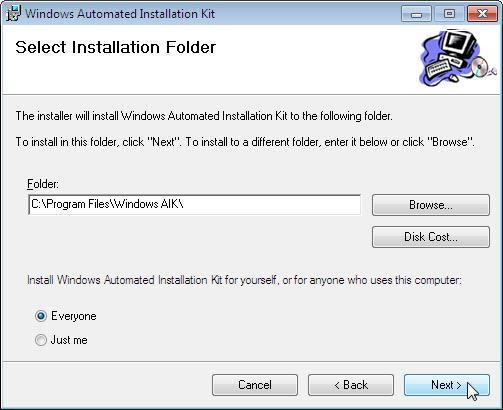 Dla okna "Wybierz folder instalacji", zachowaj ustawienia