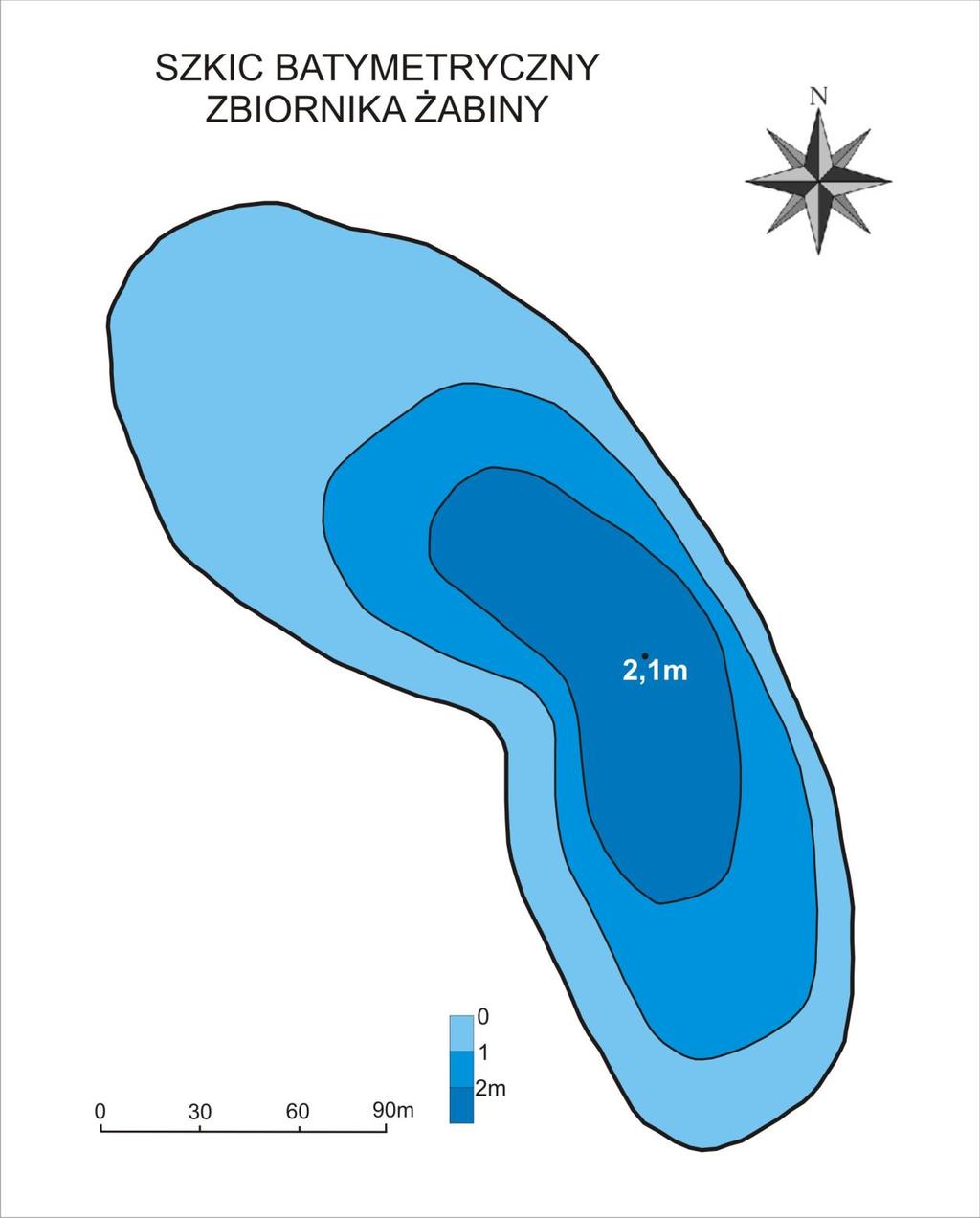Morfologię zbiornika Żabiny i jego wskaźniki morfometryczne wyznaczono na podstawie danych geodezyjnych oraz poprzez bezpośrednie pomiary
