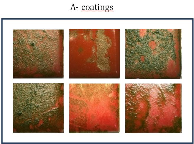 examined two different groups of marine coatings provided by manufacturer: J- toxic and A-potentially non-toxic (Fig.1a).