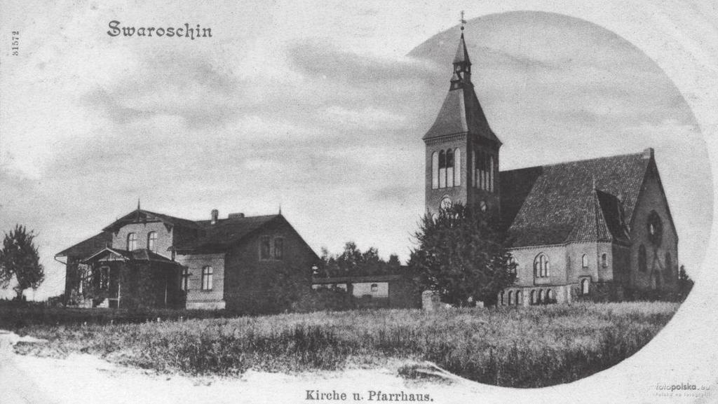 TRASA PZ NOTATNIK DARZLUB 216 SWAROŻYN KIRCHE UND PFARRHAUS (MIJASZ PO DRODZE) HERRENHAUS