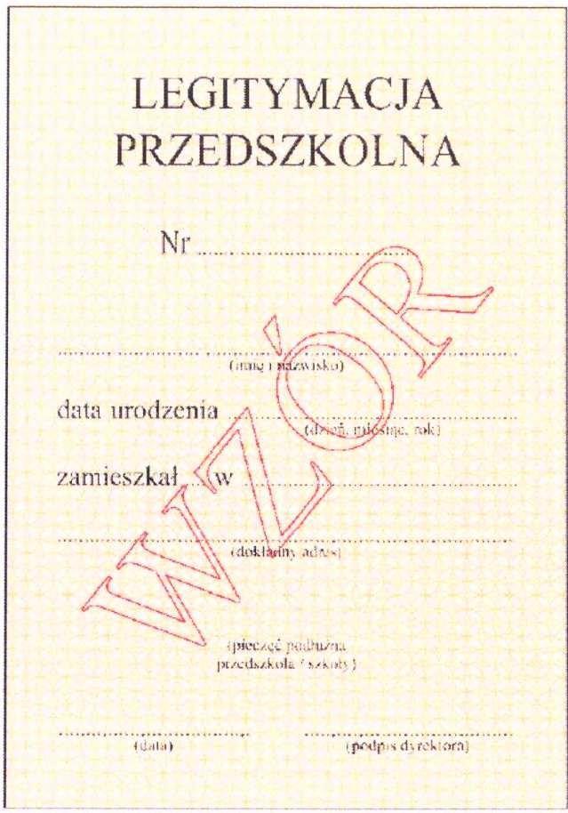 Wzór nr 10 do 23 i 32 LEGITYMACJA