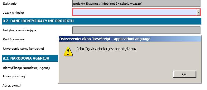 konieczne dane we wniosku zostały wprowadzone prawidłowo. Następnie należy kliknąć przycisk Walidacja na ostatniej stronie formularza wniosku.