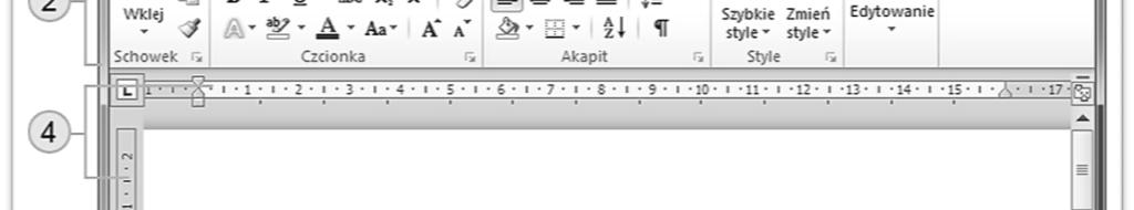 Pasek narzędzi umieszczony powyżej dokumentu, zawiera przyciski oraz polecenia umożliwiające wykonywanie operacji związanych z tekstem. 3.