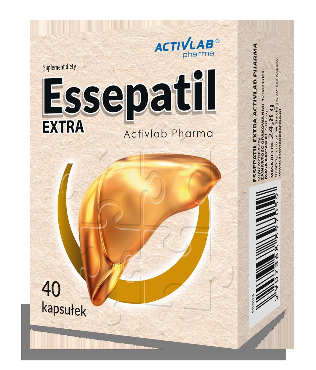 Essepatil EXTRA 40 kapsułek Pomaga w prawidłowym funkcjonowaniu wątroby To suplement diety zawierający fosfolipidy sojowe, służący do uzupełniania diety w substancje korzystnie wpływające na