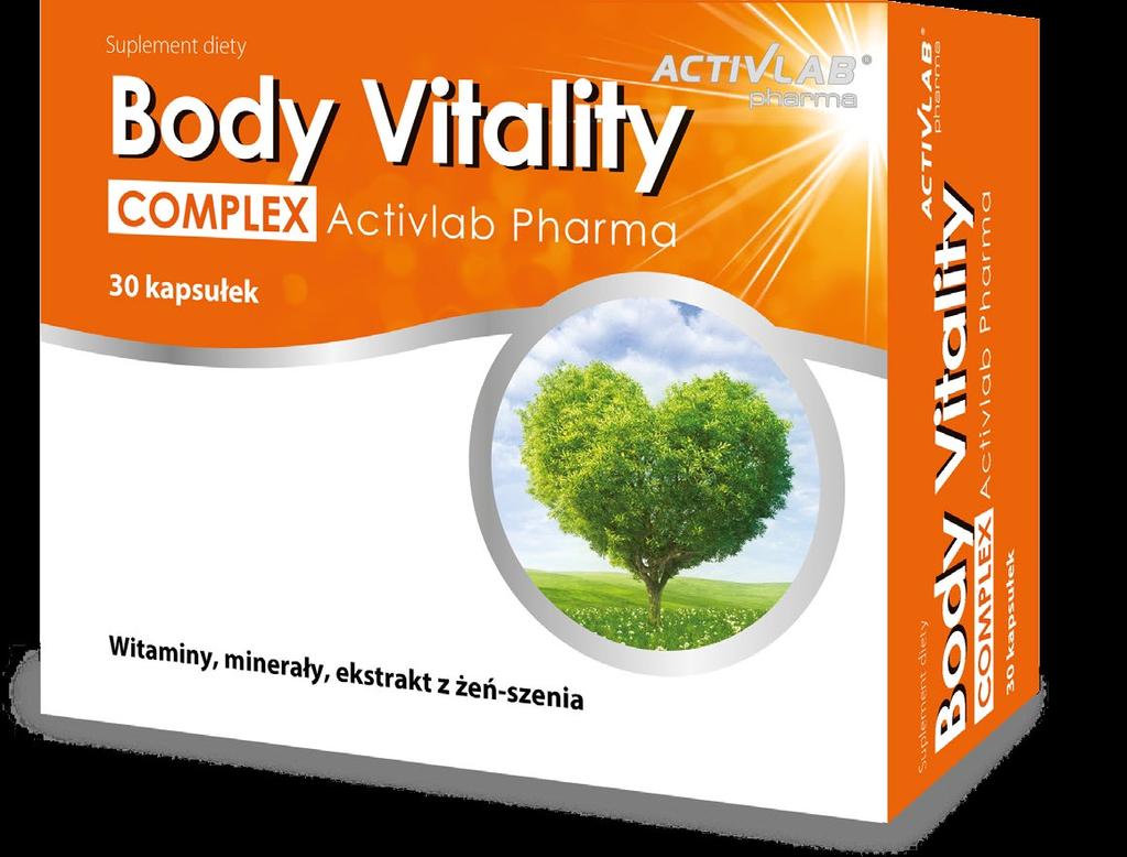 Body Vitality Complex 30 kapsułek Witaminy, minerały, ekstrakt z żeń-szenia Produkt zawierający optymalny zestaw witamin i minerałów z ekstraktem z żeń-szenia.
