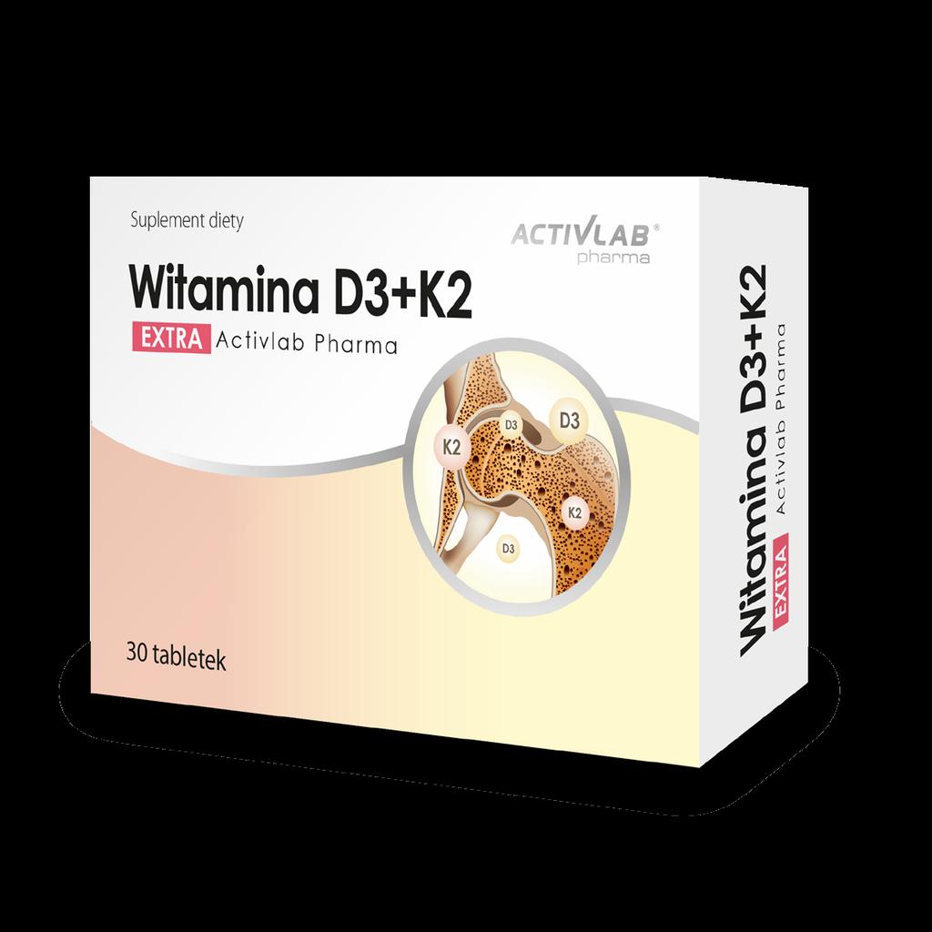 Witamina D3+K2 EXTRA 30 tabletek Utrzymanie zdrowych kości i zębów To suplement diety z wysoką zawartością witamin D3 i K2 MK-7.