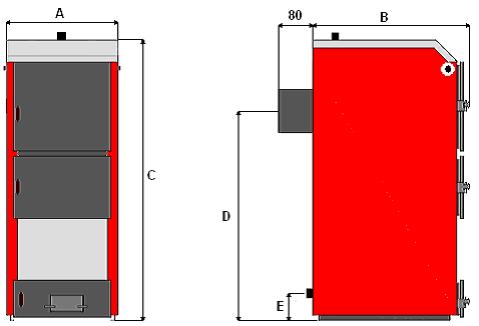 2.1 Podstawowe wymiary kotła Rys. 2 Schemat poglądowy KOLIBER 2.