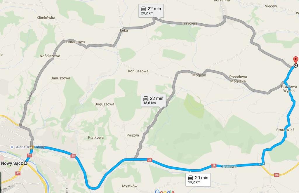 X. MAPA DOJAZDU Krużlowa