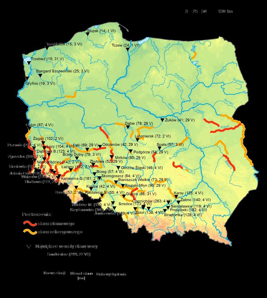 4. Przekroczenia stanów ostrzegawczych i alarmowych oraz najwyższe dobowe wzrosty