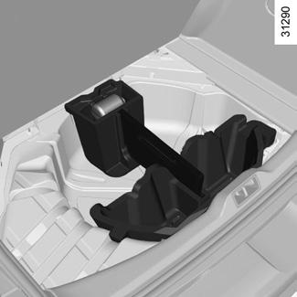 Schowki - Elementy wyposażenia bagażnika (1/3) A 1 2 2 3 Schowek pod wykładziną 1 (zależnie od wersji pojazdu) W celu