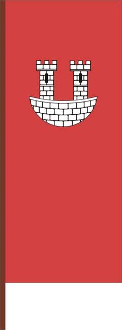 15 Banner miasta Pyskowic ma proporcje 5 : 12 i składa się z czerwonego bławatu, na którym na wysokości 2/3, umieszczone jest godło miasta Pyskowic, zachowujący proporcje wysokości do wysokości