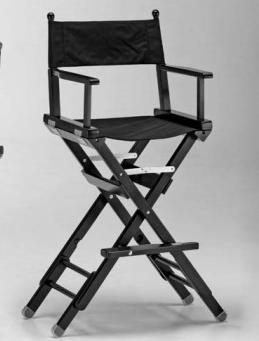CHAIR/DH Krzesła reżyserskie - seria drewniana Krzesło reżyserskie z regulowaną wysokością siedzenia: 65 cm do 75 cm.