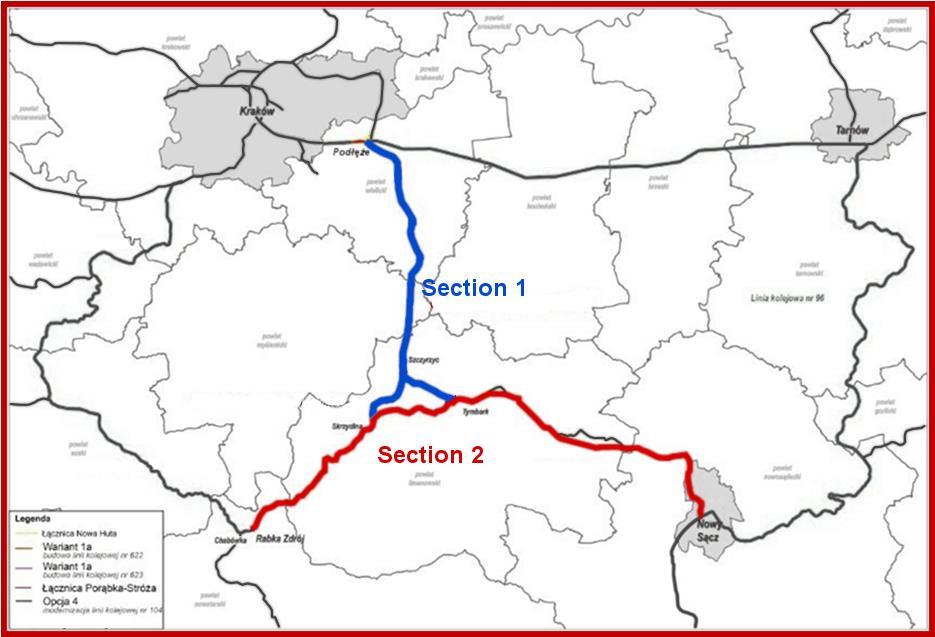 Budowa nowej linii kolejowej Podłęże Szczyrzyc Tymbark/Mszana Dolna oraz modernizacja istniejącej linii kolejowej nr 104 Chabówka Nowy Sącz Zakres inwestycji Etap I (przygotowawczy): dokumentacja