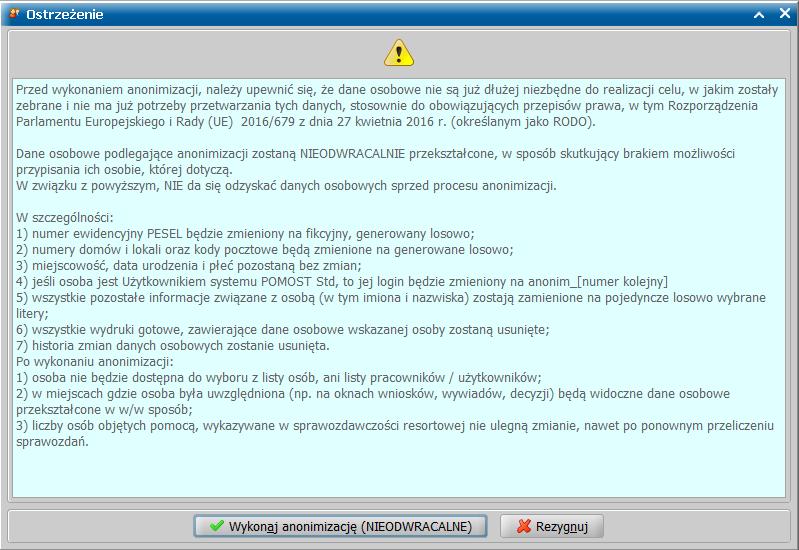 Pod ikoną przeglądania będą zanonimizowane dane osobowe. Pod listą pozostaną informacje, kto potwierdził, że można wykonać anonimizację.