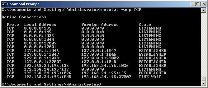 Wpisz w wierszu polecenia netstat -anp TCP, aby sprawdzić, które porty znajdują się w użyciu. Liczby po dwukropku (:) w kolumnie Adres lokalny to numery portów, które znajdują się w użyciu. 2.