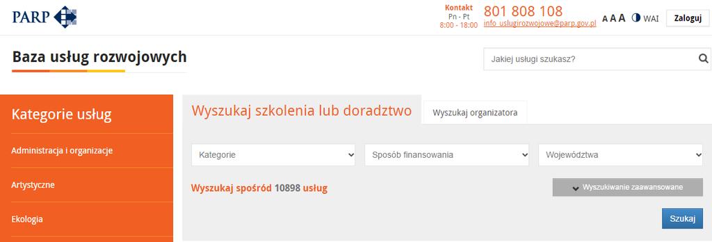 Wyszukiwanie usług Na stronie uslugirozwojowe.parp.gov.pl znajdują się usługi podzielone tematycznie. Można je przeglądać lub skorzystać z wyszukiwarki. To proste.