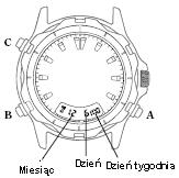 3. USTAWIENIE KALENDARZA 4. USTAWIENIE CZASU CYFROWEGO 1. Naciskać przycisk B, aby przejść do trybu Kalendarz. 2. Naciskać przycisk C przez 2 do 3 