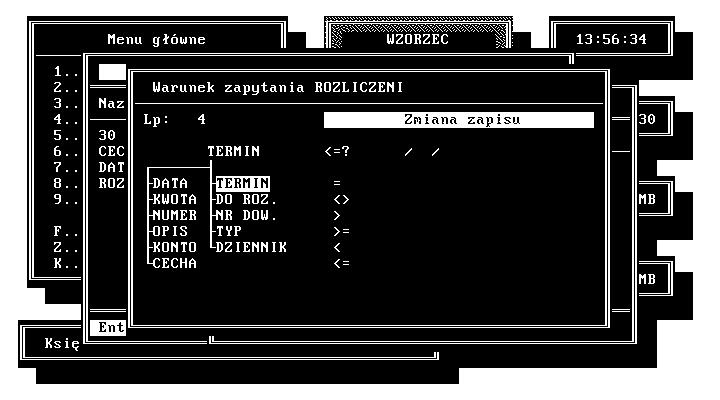 Rys 222. Arkusze edycji warunku zapytania W polu wartości jest aktywny klawisz <F10> - powoduje on dopisanie do tego pola znaku?