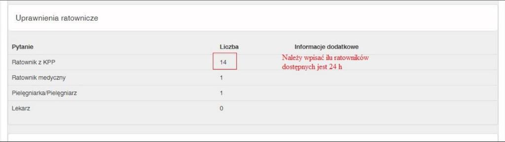 Po wypełnieniu wszystkich kroków w sekcji Pytania o uprawnienia ratownicze przechodzimy do sekcji Pytania o grupę wyposażenia : Łączność.