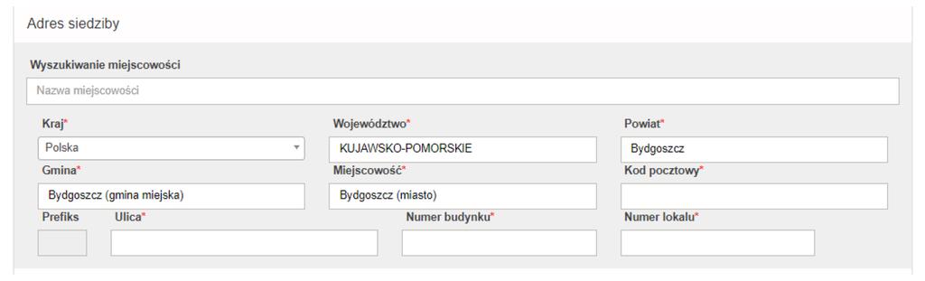 Uzupełniamy pole Nazwa jednostki, Regon oraz Rodzaj jednostki.