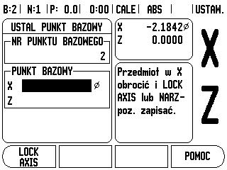 Softkey PUNKT ODNIESIENIA Podstawowe informacje: Patrz "Softkey PUNKT BAZOWY" na stronie 11. Punkty bazowe określają przyporządkowanie pomiędzy pozycjami osi i wyświetlanymi wartościami.