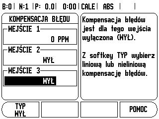 II 1 Instalacja Setup Nastawienie systemu Liniowa kompensacja błędów Liniowa kompensacja błędów może być wykorzystywana, jeśli pomiar porównawczy przyrządem referencyjnym wykazuje, iż istnieje