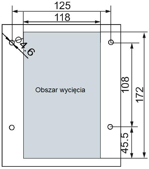 radiatorem przekształtnika przechodzącym przez tylną ścianę szafy sterowniczej Ten sposób montażu przekształtnika nie