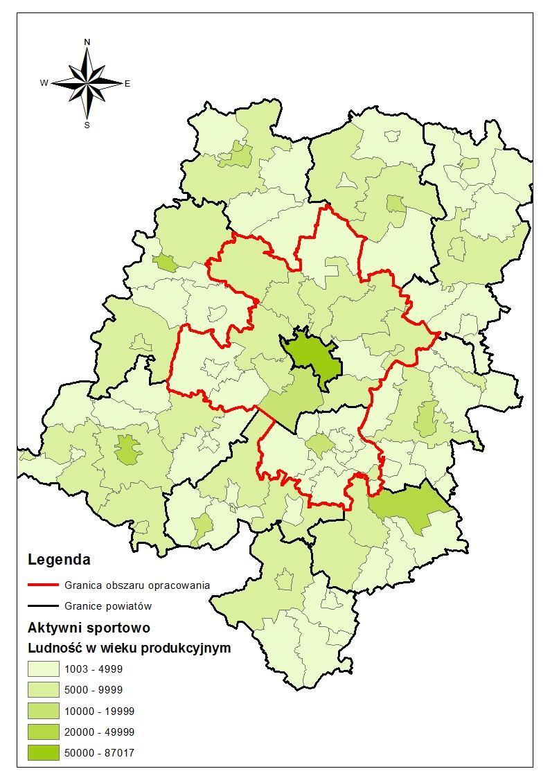 Liczba ludności aktywnej sportowo Ludność aktywna sportowo to ludność w wieku produkcyjnym.