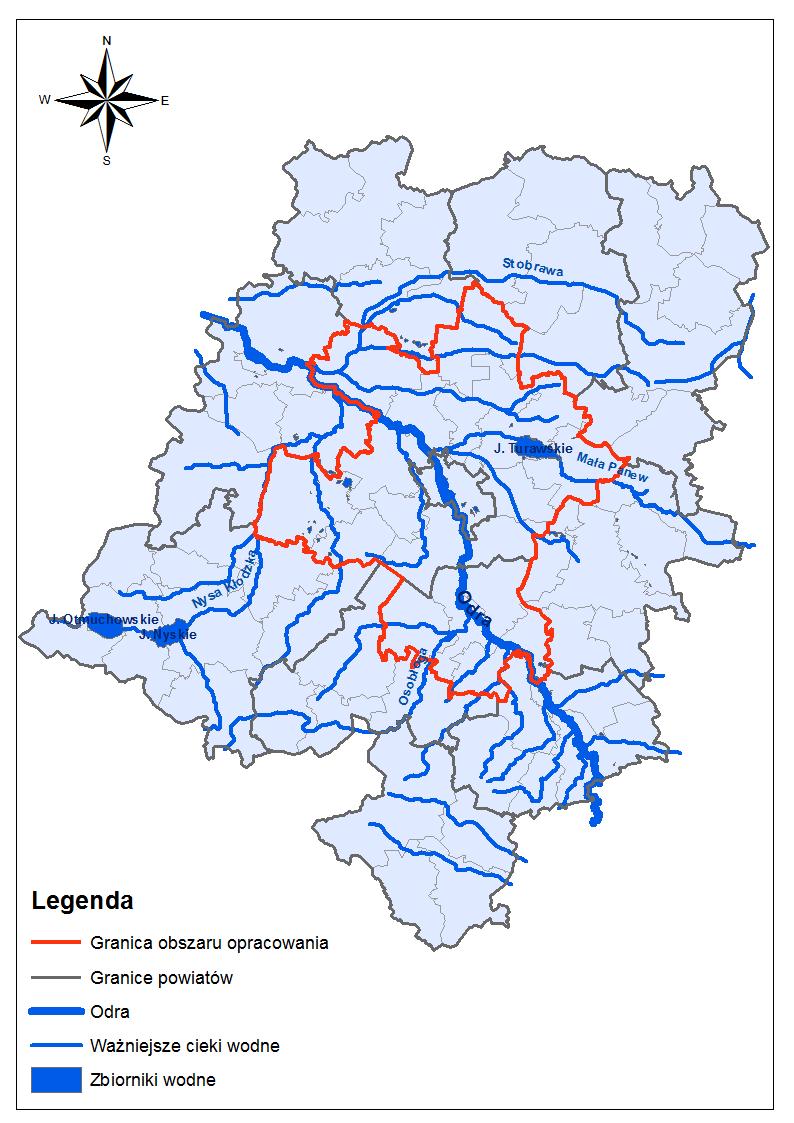 Wody Głównymi zbiornikami wodnymi są: Jezioro Turawskie, Nyskie i Otmuchowskie.