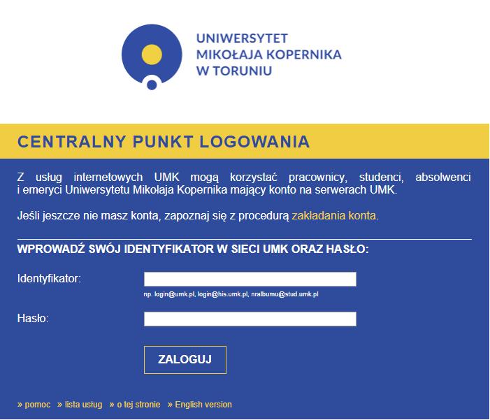 II. Logowanie do systemu USOSweb USOSweb dostępny jest na stronie internetowej UMK: http://usosweb.umk.pl/ (zalecana przeglądarka: Firefox lub Chrome).