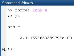 Ćwiczenie 2. Obliczenia arytmetyczne w programie komputerowym Matlab 27 Przykład. Formatowanie reprezentacji liczbowej stałej. 2.6.