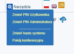 9.2. STATUSY KONFERENCJI Pełna funkcjonalność tego rozwiązania zostanie wkrótce uruchomiona. 10. NARZĘDZIA Pozwalają na zmianę PIN użytkownika, administratora, hasła systemu.