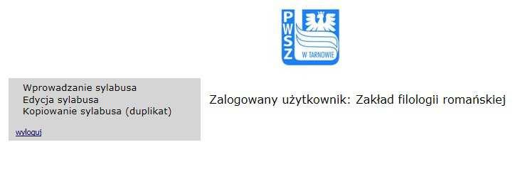 Rys. 9. Ekran sylabusa zatwierdzonego do publikacji z umieszczonym w dolnej części ekranu poleceniem Log in. Po poprawnym zalogowaniu do systemu pojawi się menu administracyjne.