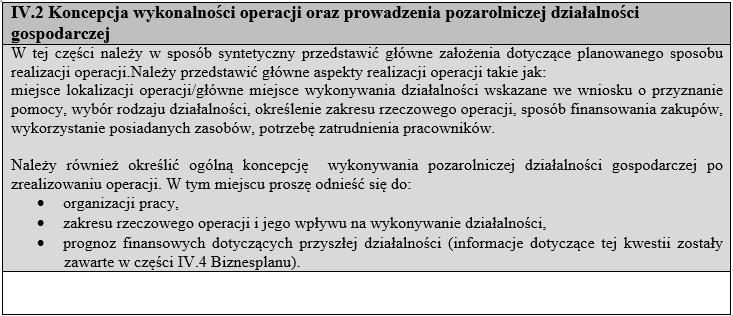 IV. Charakterystyka planowanej
