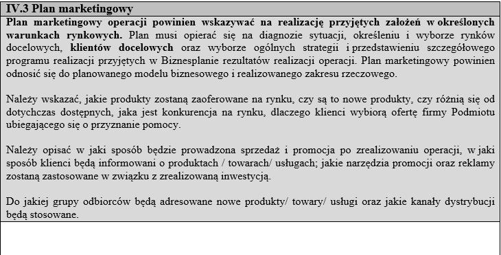 IV. Charakterystyka planowanej