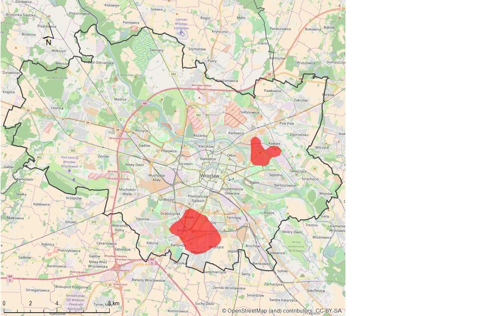 Obszar przekroczeń: 1 km2 (3,9% obszaru Wrocławia) Liczba ludności: 5 641 osób (5,1% populacji Wrocławia) OBSZRY PRZEKROZEŃ / 2016 -