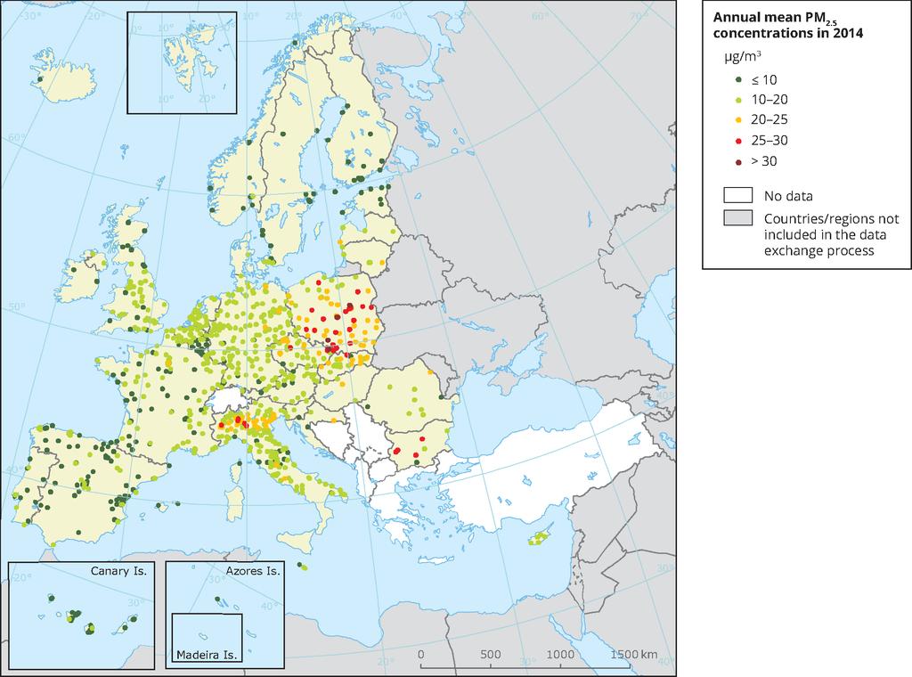 Źródło: EE Report No 28/2016: ir quality in Europe