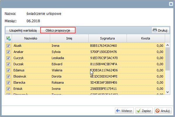 miesiąc roku i kliknij przycisk Dalej. Wyświetli się okno z listą wybranych umów. 5.