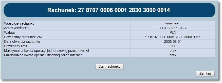 rachunek bieżący powiązany z rachunkiem VAT, na formatce z podglądem rachunku