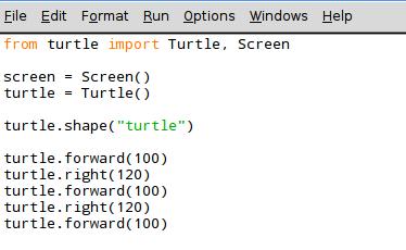 2.4 Co trzeba dodać do kodu, aby dokończyć kwadrat? W poniższej ramce wpisz końcowy kod potrzebny, aby żółw narysował kwadrat. 3 - Otwórz nowe okno Python 3 i wpisz poniższy kod. 3. Żółw może wykonywać wiele różnych instrukcji.