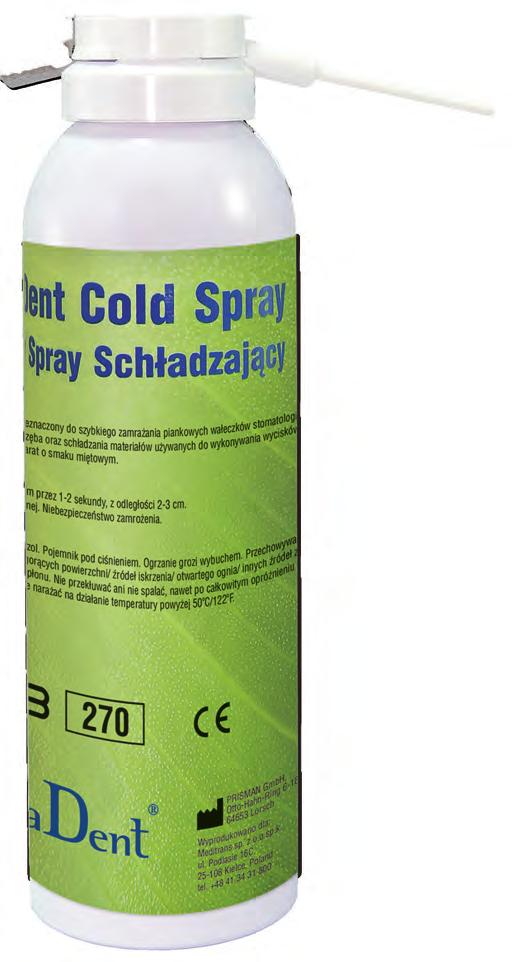 PrimaDent Cold Spray idealnie nadaje się do zmrażania aplikatorów z gąbki i wałeczków dentystycznych, a także