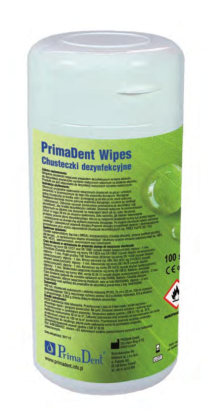 PrimaDent Wipes to niezawodny środek dezynfekcyjny w formie nasączonych preparatem alkoholowym chusteczek włókninowych.